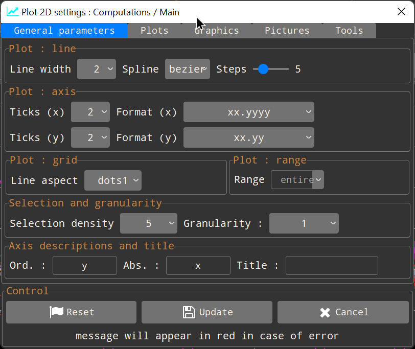 Direct access to the spreadsheets parameters